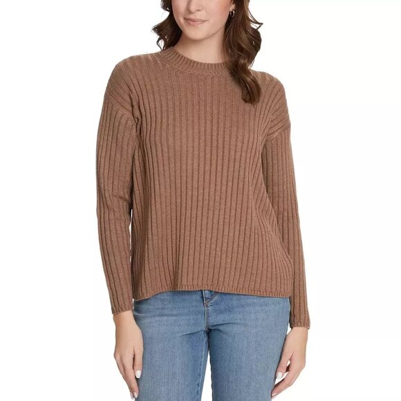 NWT Jessica Simpson Women's Crew Neck Winter Sweater Size M Brown $50 EE460 - Picture 1 of 3